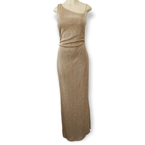 David Meister Dresses & Skirts - Vintage 90s David Miester Metallic Gold Ruched Formal Gown